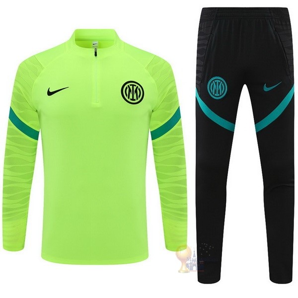 Calcio Maglie Giacca Bambino Inter Milán 2021 2022 Verde Fluorescente Nero