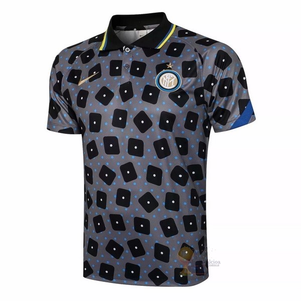 Calcio Maglie Polo Inter Milán 2021 2022 Grigio Nero