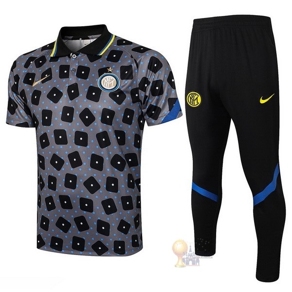 Calcio Maglie Set Completo Polo Inter Milán 2021 2022 Grigio Nero