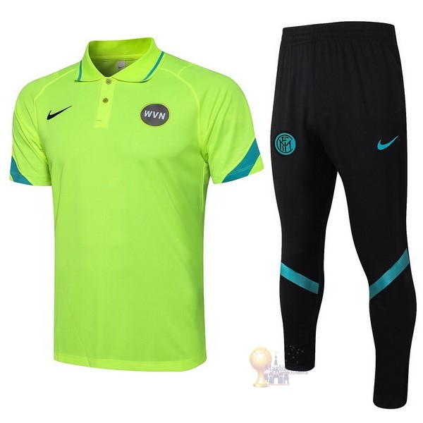 Calcio Maglie Set Completo Polo Inter Milán 2021 2022 Verde Fluorescente