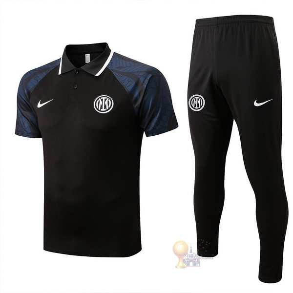 Calcio Maglie Set Completo Polo Inter Milán 2022 2023 Nero Grigio