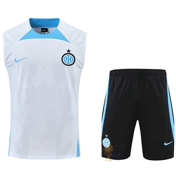 Calcio Maglie Formazione Sin Mangas Set Completo Inter Milán 2022 2023 Bianco Blu