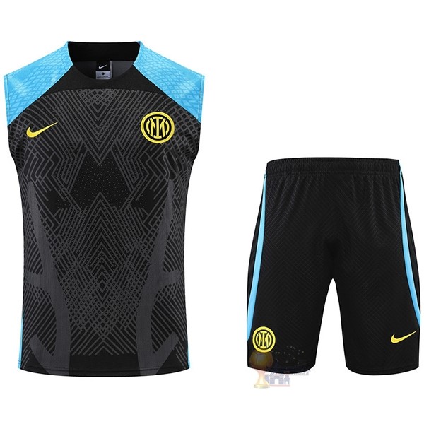 Calcio Maglie Formazione Sin Mangas Set Completo Inter Milán 2022 2023 Nero Blu