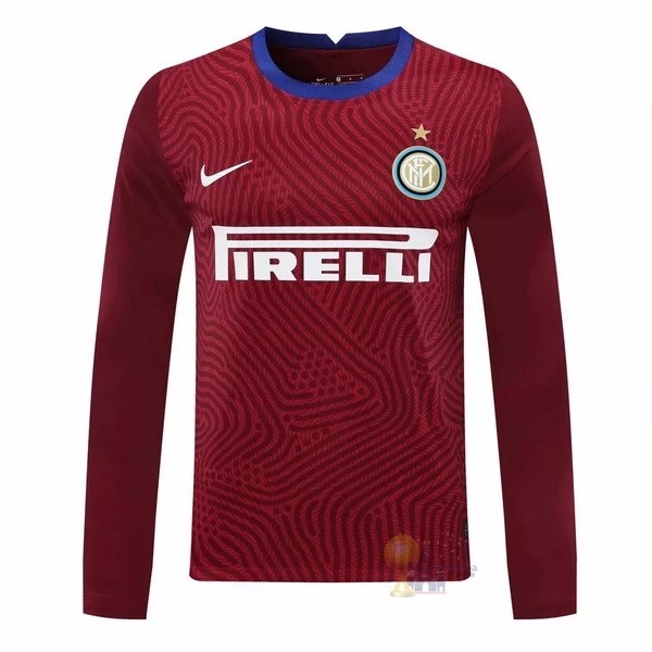 Calcio Maglie Manga Larga Portero Inter Milán 2020 2021 Borgogna