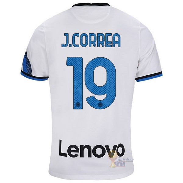 Calcio Maglie NO.19 J.Correa Away Maglia Inter Milán 2021 2022 Bianco