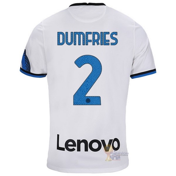 Calcio Maglie NO.2 Dumfries Away Maglia Inter Milán 2021 2022 Bianco