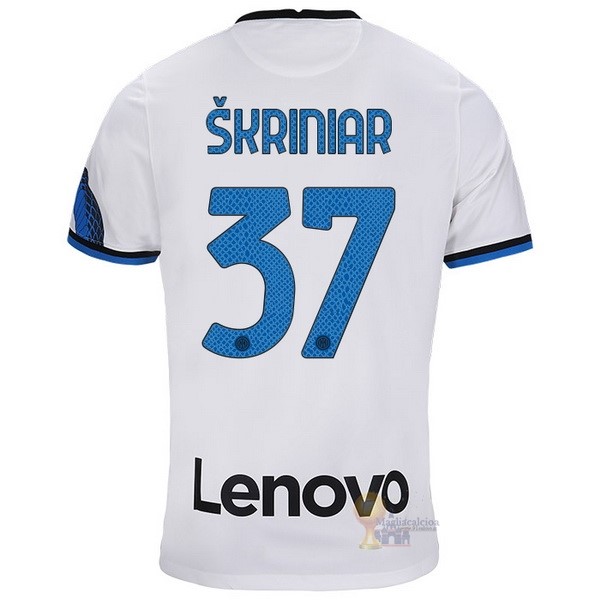 Calcio Maglie NO.37 Škriniar Away Maglia Inter Milán 2021 2022 Bianco