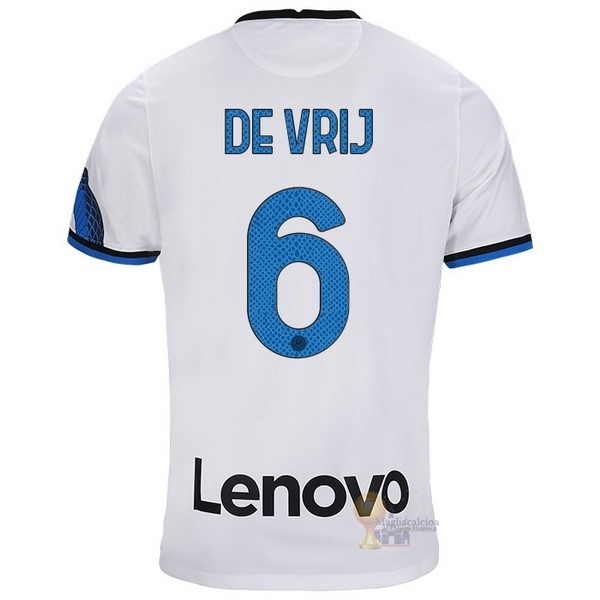 Calcio Maglie NO.6 De Vrij Away Maglia Inter Milán 2021 2022 Bianco