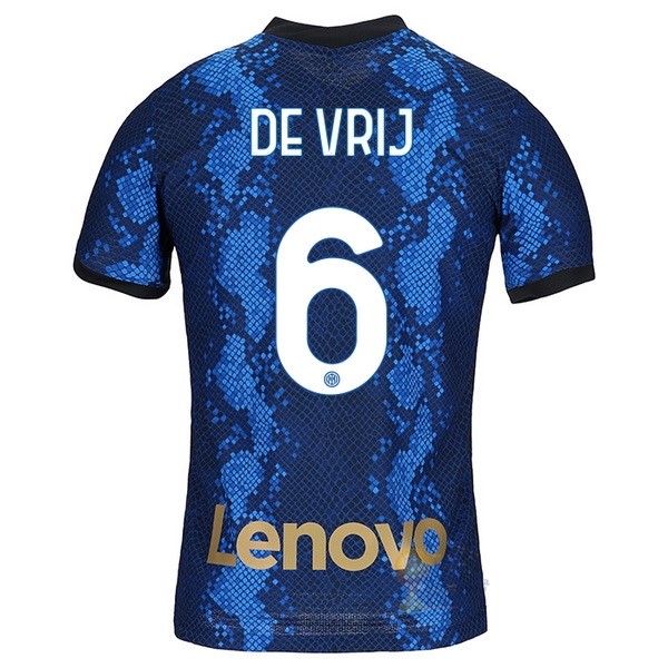 Calcio Maglie NO.6 De Vrij Home Maglia Inter Milán 2021 2022 Blu