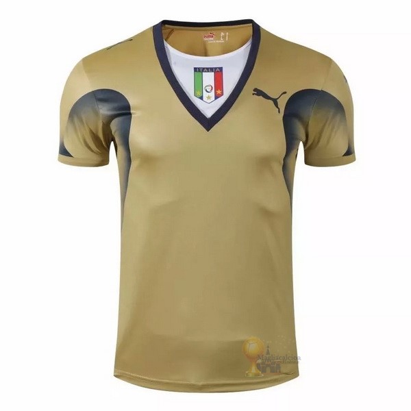 Calcio Maglie Home Portiere Maglia Italy Stile rétro 2006 Giallo