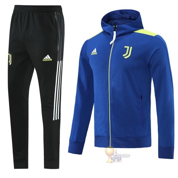 Calcio Maglie Felpa Cappuccio Juventus 2021 2022 Nero Blu