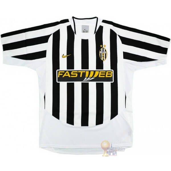 Calcio Maglie Home Maglia Juventus Retro 2003 2004 Nero Bianco