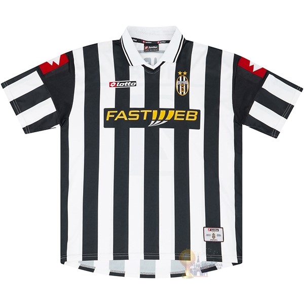 Calcio Maglie Home Maglia Juventus Stile rétro 2001 2002 Nero Bianco