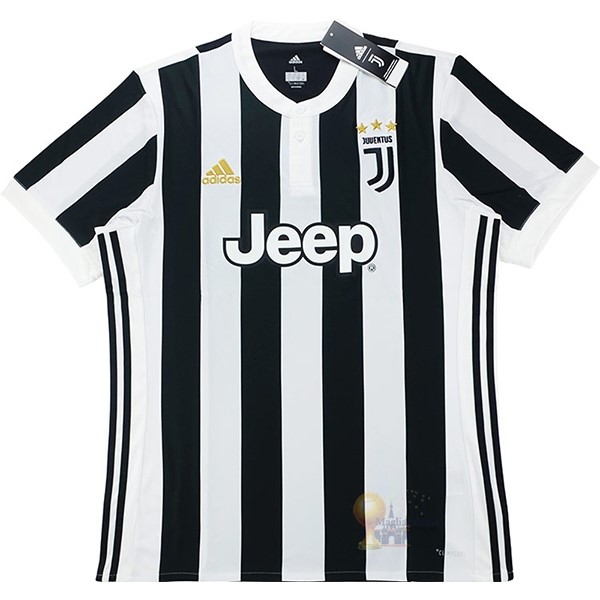 Calcio Maglie Home Maglia Juventus Stile rétro 2017 2018 Nero Bianco