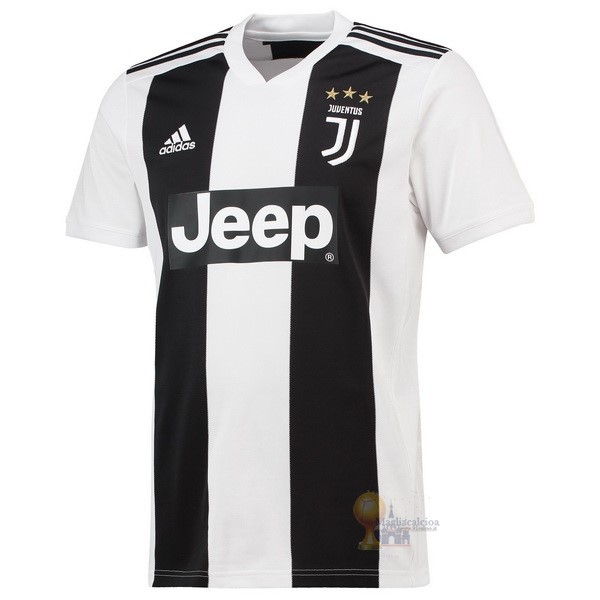 Calcio Maglie Home Maglia Juventus Stile rétro 2018 2019 Nero Bianco
