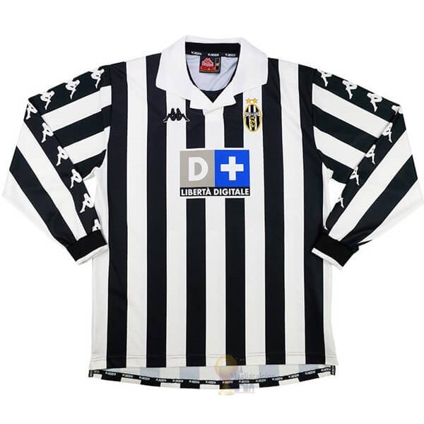 Calcio Maglie Home Manica lunga Juventus Retro 1999 2000 Nero Bianco