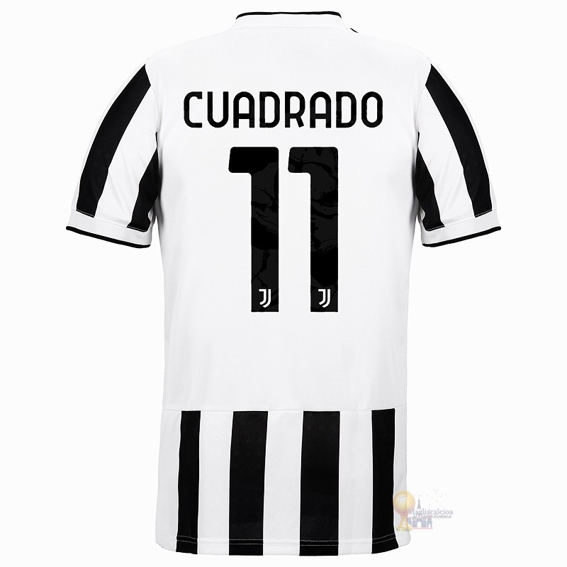 Calcio Maglie NO.11 Cuadrado Home Maglia Juventus 2021 2022 Bianco Nero
