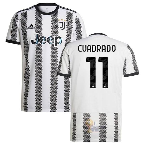 Calcio Maglie NO.11 Cuadrado Home Maglia Juventus 2022 2023 Bianco Nero