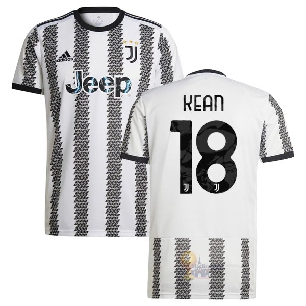 Calcio Maglie NO.18 Kean Home Maglia Juventus 2022 2023 Bianco Nero