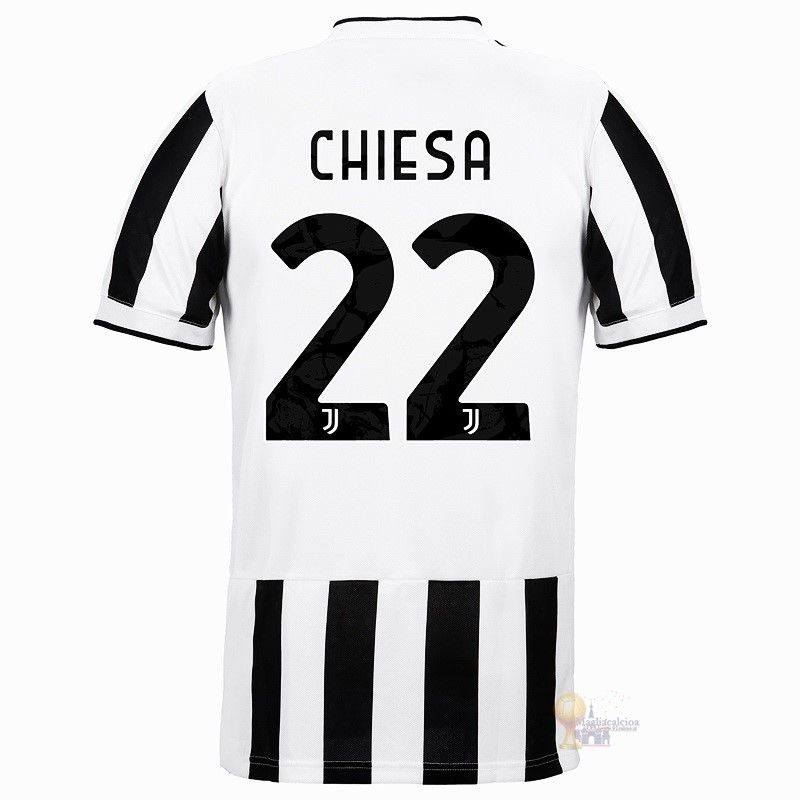 Calcio Maglie NO.22 Chiesa Home Maglia Juventus 2021 2022 Bianco Nero