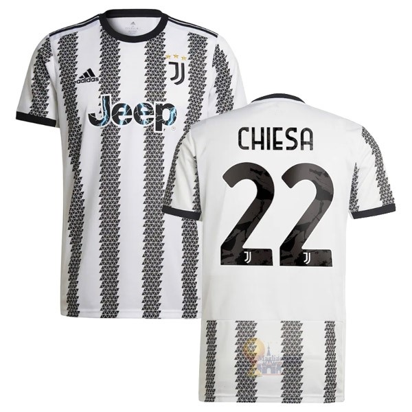 Calcio Maglie NO.22 Chiesa Home Maglia Juventus 2022 2023 Bianco Nero