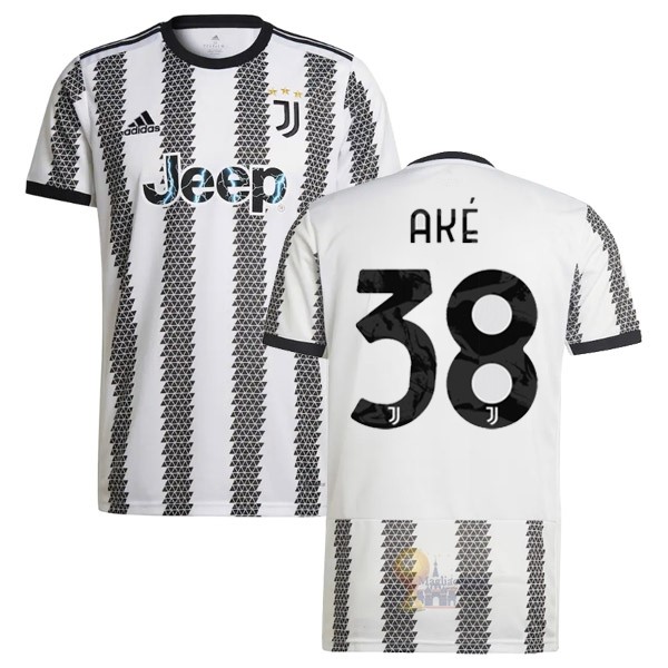 Calcio Maglie NO.38 Aké Home Maglia Juventus 2022 2023 Bianco Nero