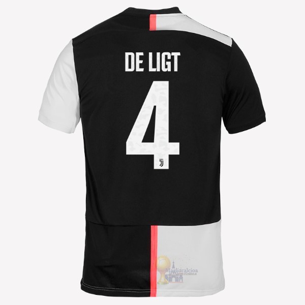 Calcio Maglie NO.4 De Ligt Home Maglia Juventus 2019 2020 Bianco Nero
