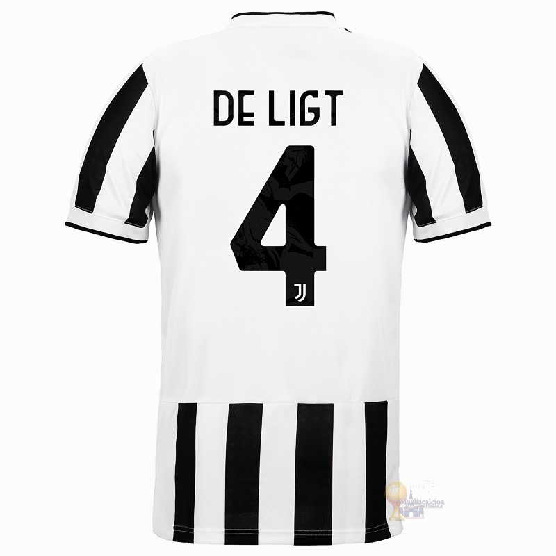 Calcio Maglie NO.4 De Ligt Home Maglia Juventus 2021 2022 Bianco Nero