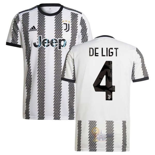 Calcio Maglie NO.4 De Ligt Home Maglia Juventus 2022 2023 Bianco Nero