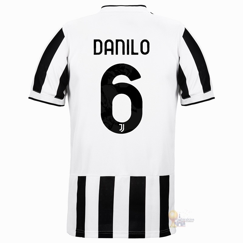 Calcio Maglie NO.6 Danilo Home Maglia Juventus 2021 2022 Bianco Nero