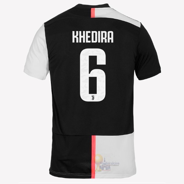 Calcio Maglie NO.6 Khedira Home Maglia Juventus 2019 2020 Bianco Nero