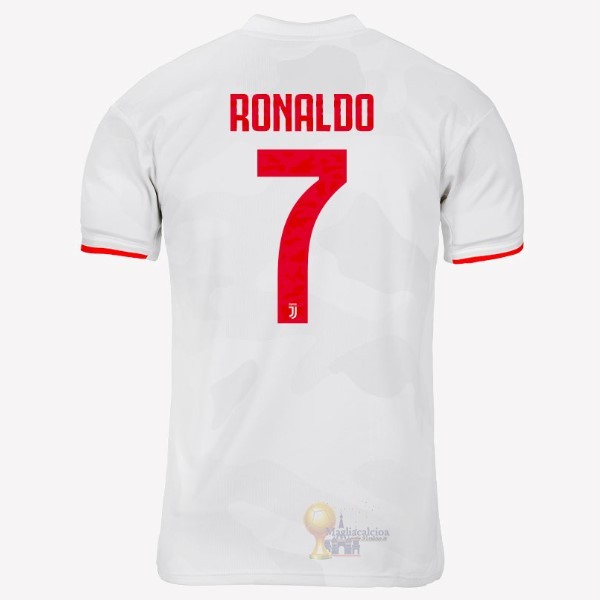 Calcio Maglie NO.7 Ronaldo Away Maglia Juventus 2019 2020 Grigio Bianco