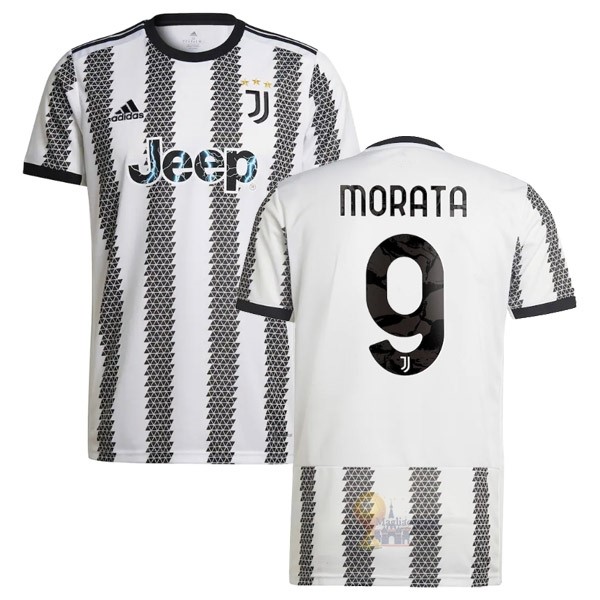 Calcio Maglie NO.9 Morata Home Maglia Juventus 2022 2023 Bianco Nero