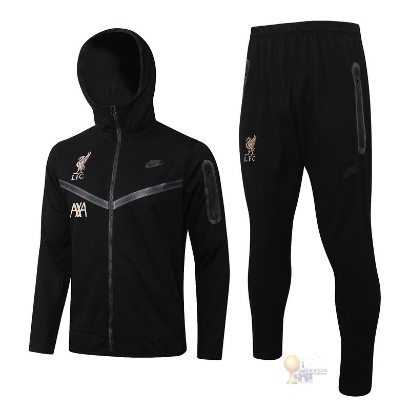 Calcio Maglie Felpa Cappuccio Liverpool 2021 2022 Nero