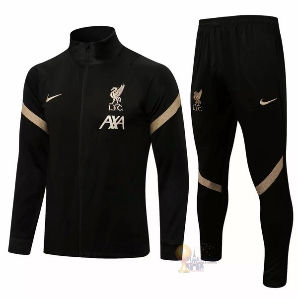 Calcio Maglie Giacca Bambino Liverpool 2021 2022 Nero Giallo