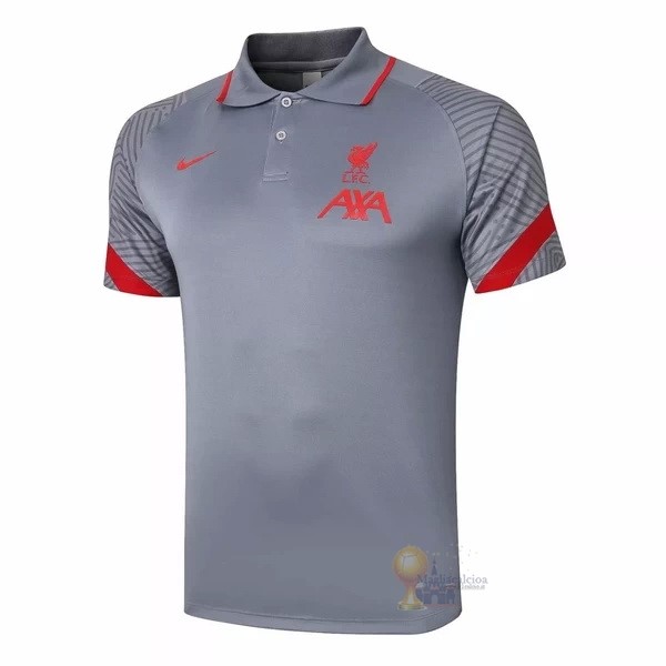 Calcio Maglie Polo Liverpool 2020 2021 Grigio Luce
