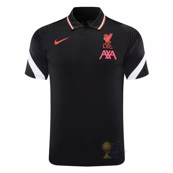 Calcio Maglie Polo Liverpool 2020 2021 Nero Bianco