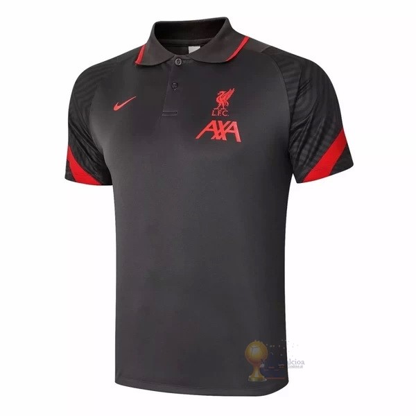 Calcio Maglie Polo Liverpool 2020 2021 Nero Rosso