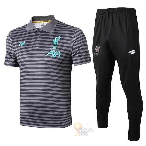 Calcio Maglie Set Completo Polo Liverpool 2019 2020 Grigio Navy