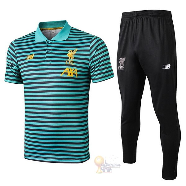 Calcio Maglie Set Completo Polo Liverpool 2019 2020 Verde Nero
