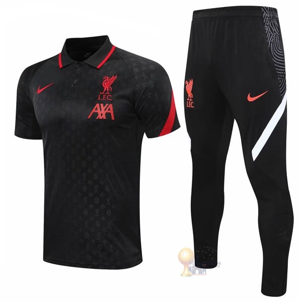 Calcio Maglie Set Completo Polo Liverpool 2020 2021 Nero
