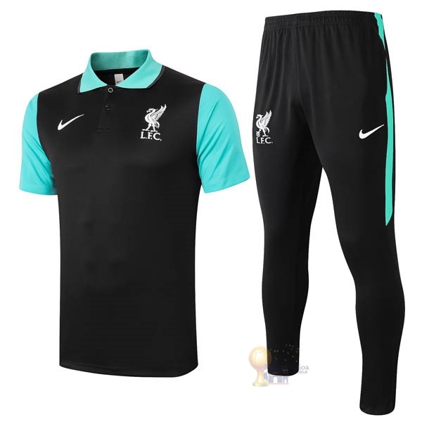 Calcio Maglie Set Completo Polo Liverpool 2020 2021 Nero Verde
