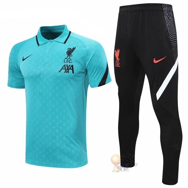 Calcio Maglie Set Completo Polo Liverpool 2020 2021 Verde Nero