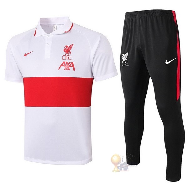 Calcio Maglie Set Completo Polo Liverpool 2021 2022 Bianco Nero