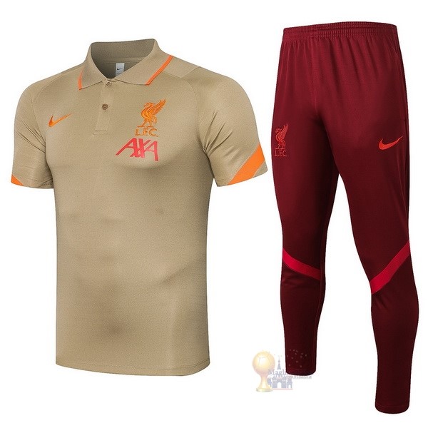 Calcio Maglie Set Completo Polo Liverpool 2021 2022 Giallo Rosso