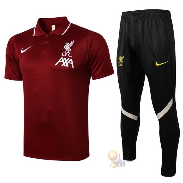 Calcio Maglie Set Completo Polo Liverpool 2021 2022 Rosso Navy Nero