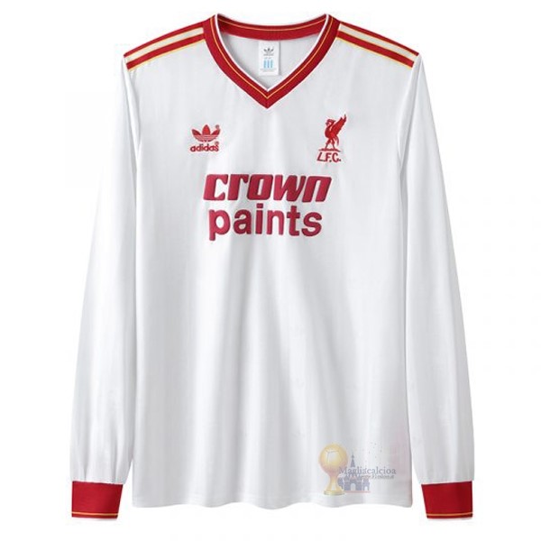 Calcio Maglie Away Manica lunga Liverpool Stile rétro 1985 1986 Bianco