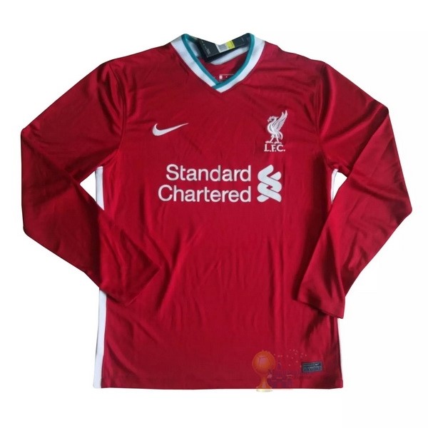 Calcio Maglie Casa Manga Larga Liverpool 2020 2021 Rosso