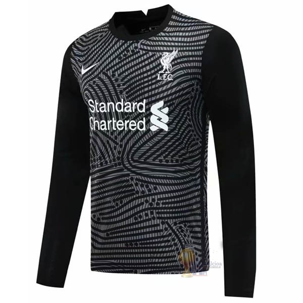 Calcio Maglie Casa Manga Larga Portero Liverpool 2020 2021 Nero