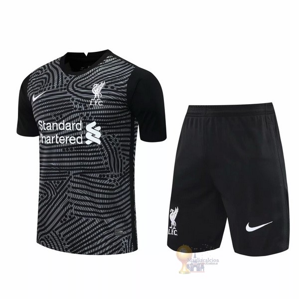 Calcio Maglie Entrenamiento Conjunto Completo Liverpool 2020 2021 Grigio Nero